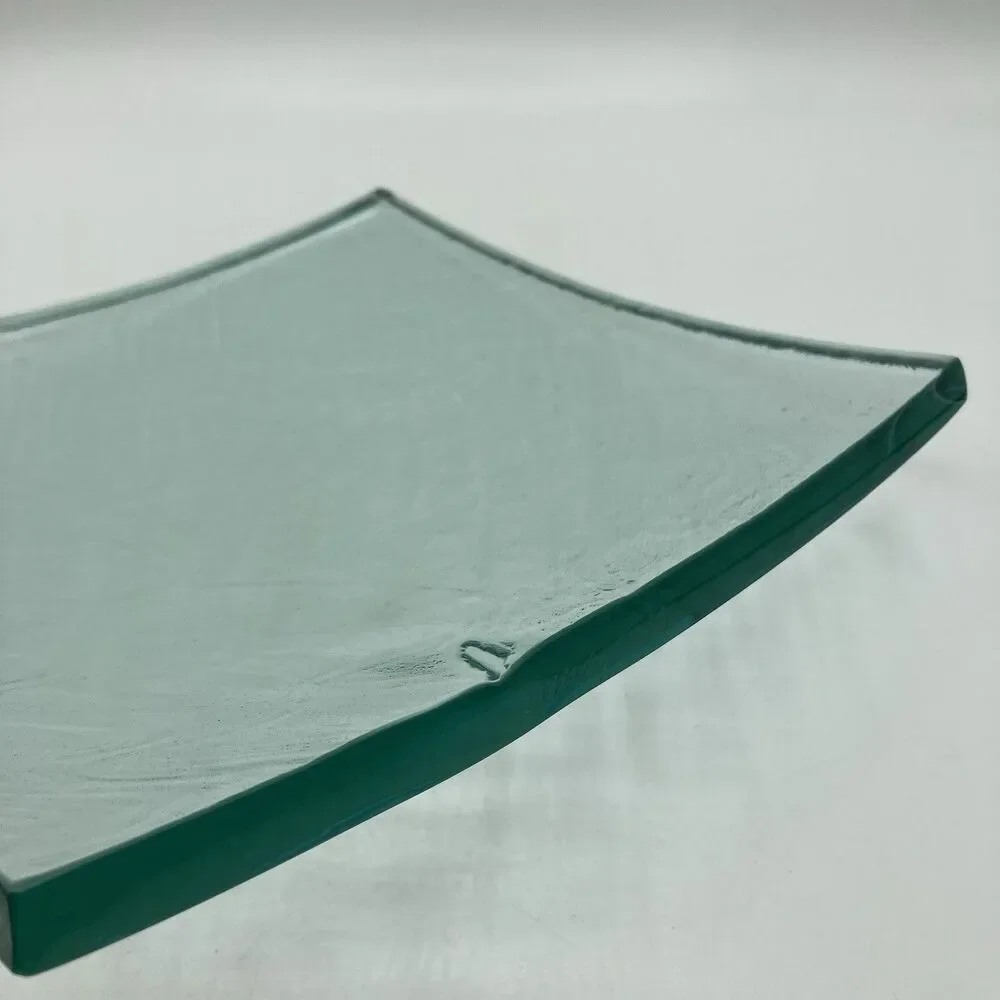 Vintage Annieglass Slab Platter Tray Modernist Art Glass Signed Green 8” Square